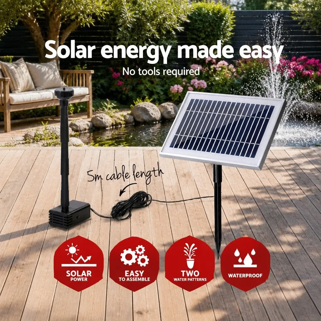 Solar Pond Pump Water Fountain 4.6FT Black