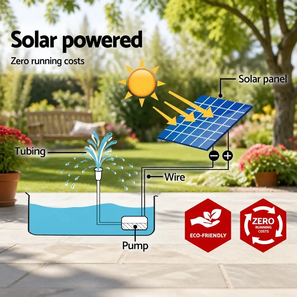 Solar Pond Pump Water Fountain 4.6FT Black