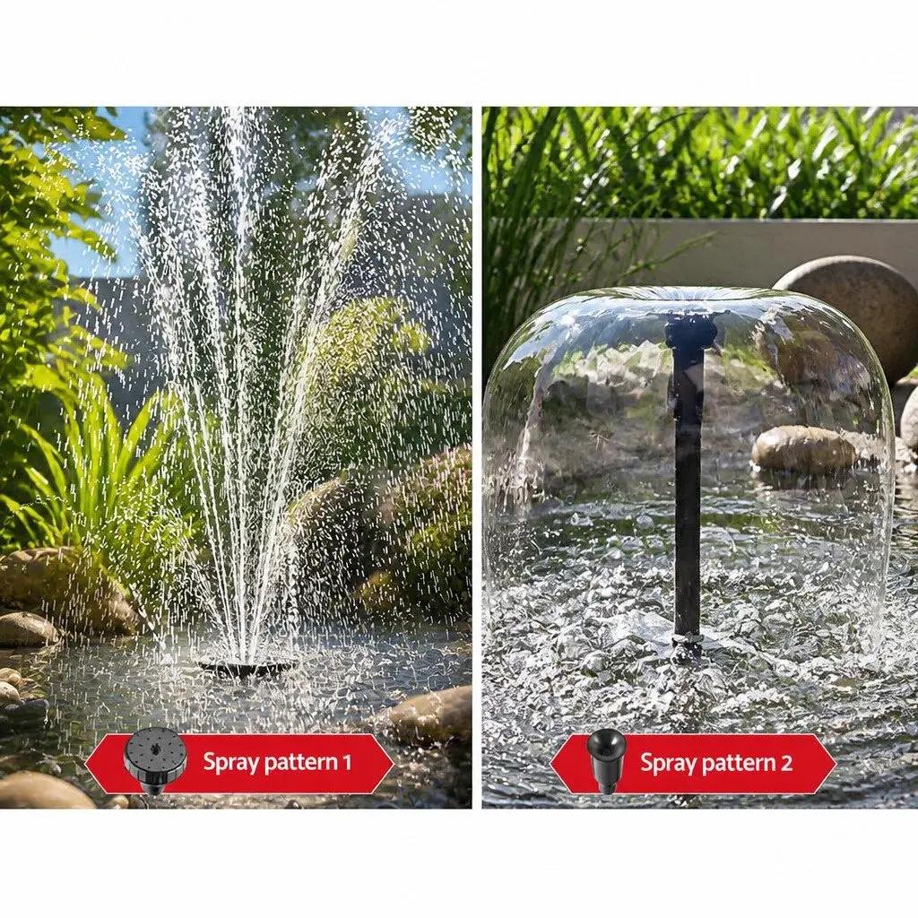 Solar Pond Pump Fountain Battery Backup 9.8FT Adjustable Height Black