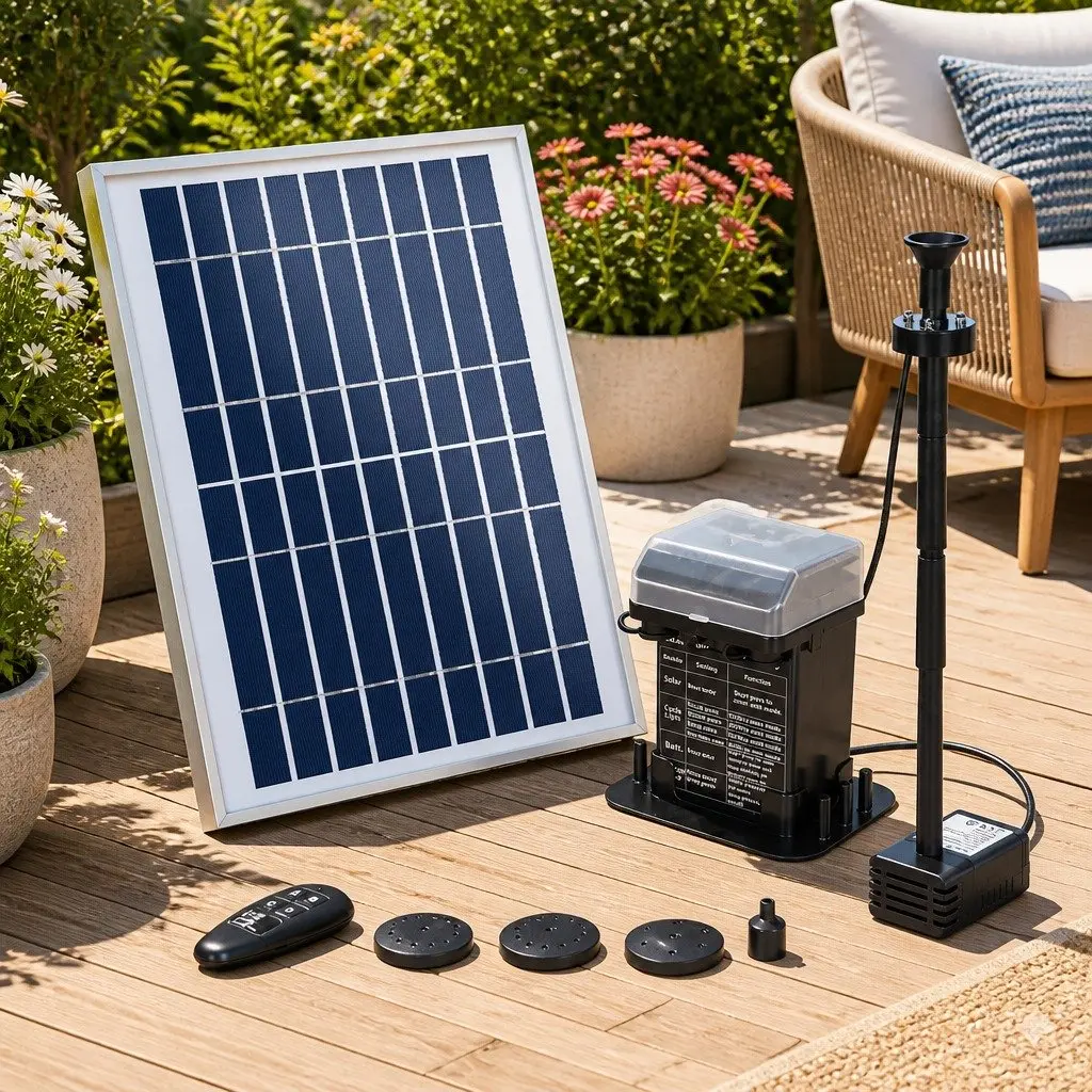 Solar Pond Pump Submersible Fountain Battery Kit 270L/H Black