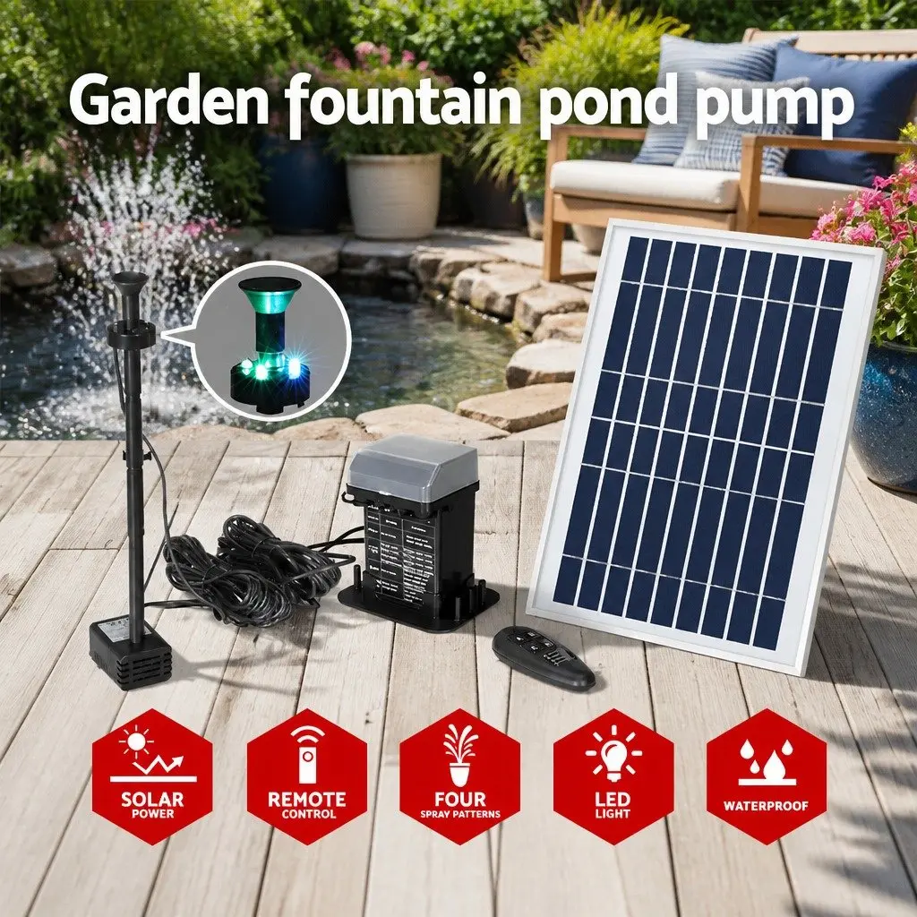 Solar Pond Pump Submersible Fountain Battery Kit 270L/H Black