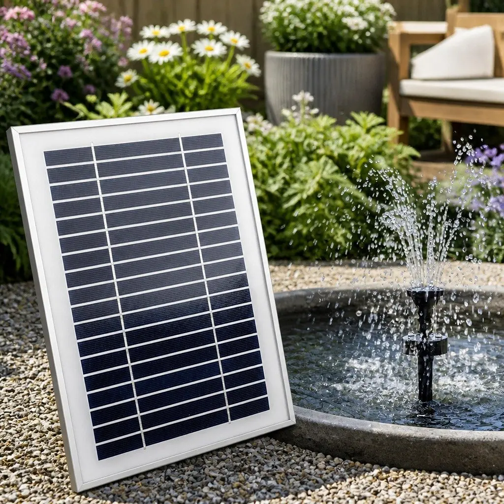 Submersible Solar Fountain Pump with LED Lights Battery Kit Black Outdoor Water Feature