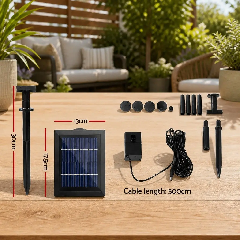 Solar Pond Pump Submersible Water Fountain Kit 4FT Black Outdoor Garden Water Feature