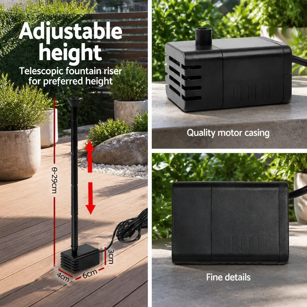 Solar Pond Pump Submersible Water Fountain Kit 4FT Black Outdoor Garden Water Feature
