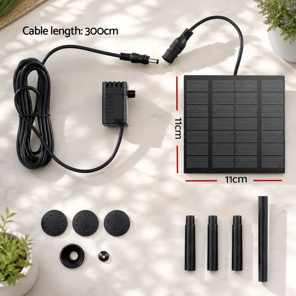 Solar Pond Pump Submersible Water Fountain Kit 4 Nozzle Options Outdoor Garden Black