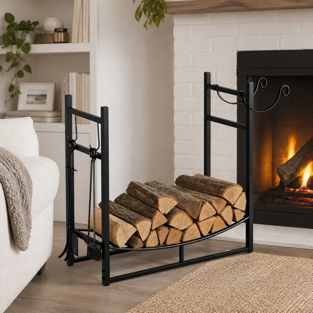 Firewood Rack with Complete Tool Set