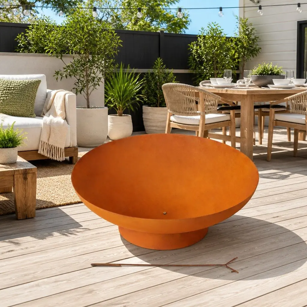 Fire Pit Iron Bowl Outdoor Fireplace 80cm Rust