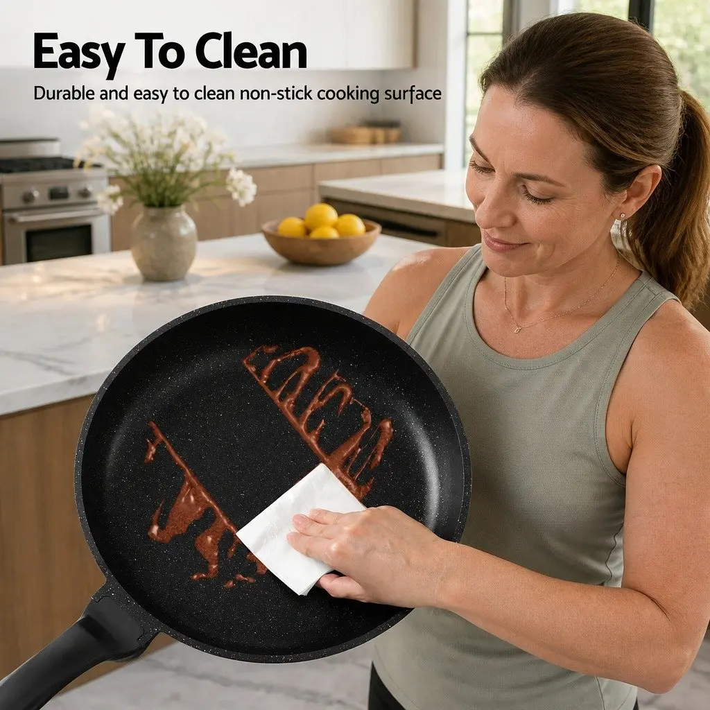 Non Stick Frying Pan 30cm Cast Aluminium Skillet Steak Cookware Stovetop BBQ
