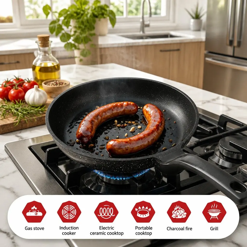 Non Stick Frying Pan 30cm Cast Aluminium Skillet Steak Cookware Stovetop BBQ
