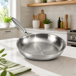 Reliable 30cm Frying Pan Made of Uncoated Stainless Steel