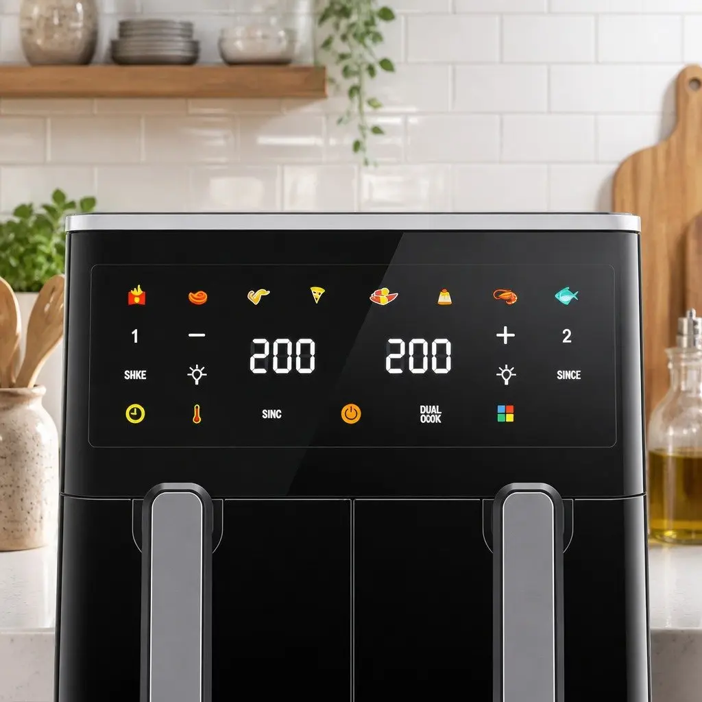 Dual Basket Air Fryer 12L Digital Touchscreen Oil Free Family Large Capacity