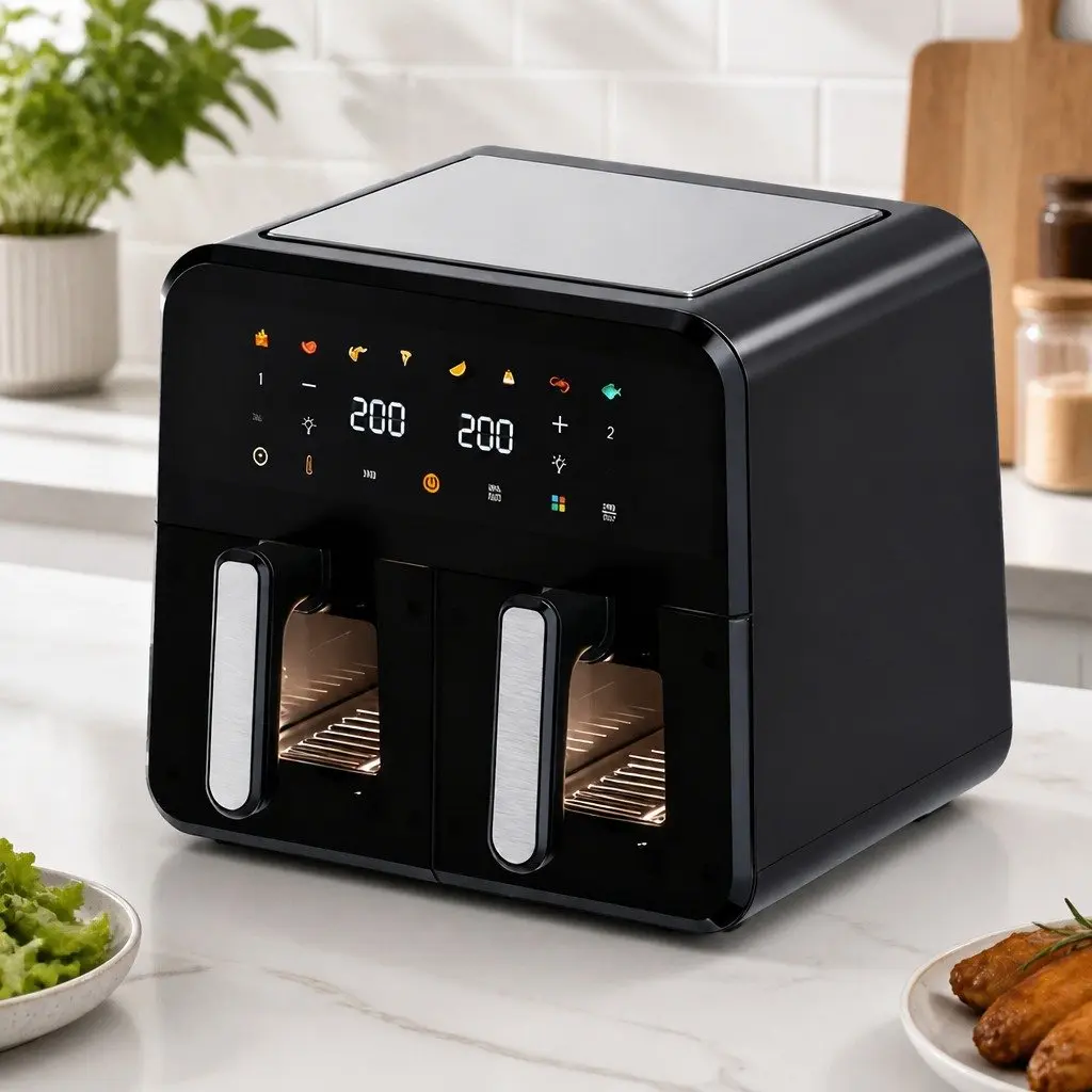 Dual Basket Air Fryer 12L Digital Touchscreen Oil Free Family Large Capacity