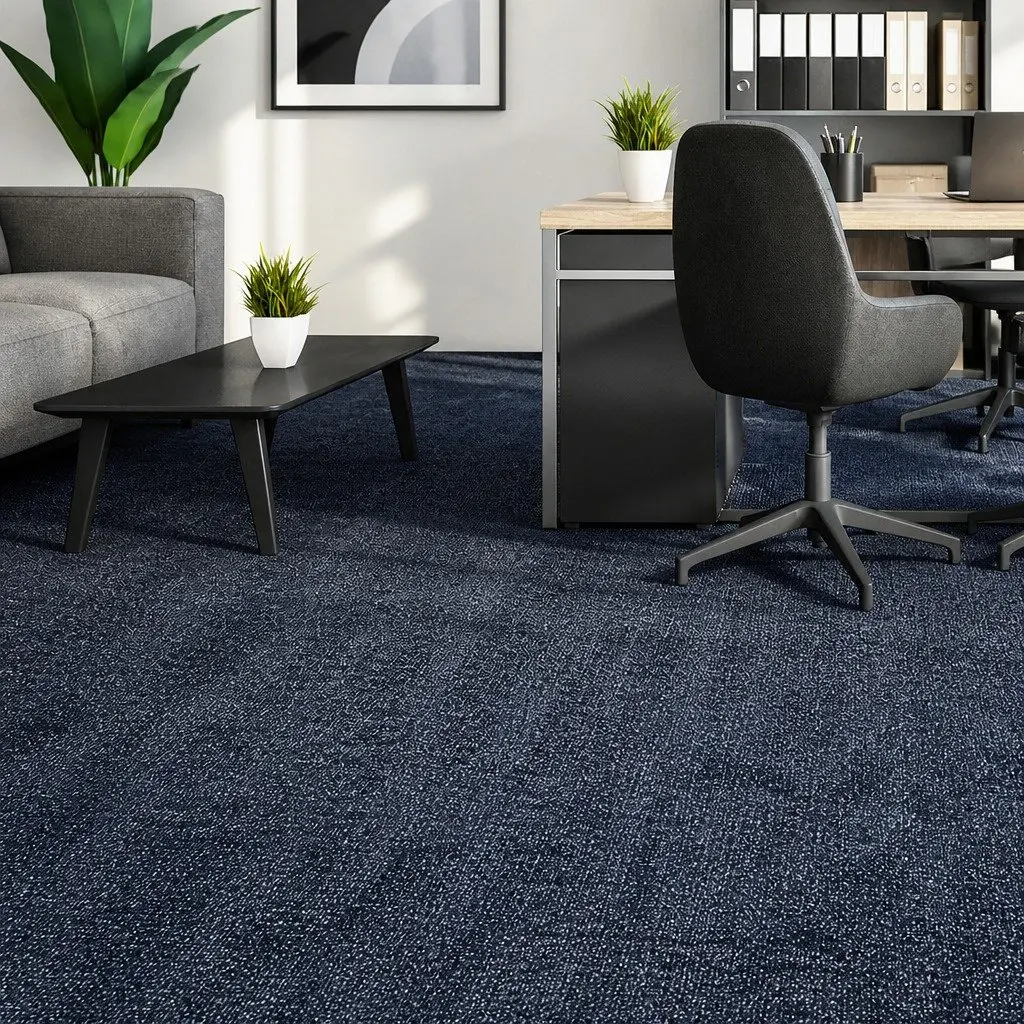 Carpet Tiles Commercial Office 50cm Blue Heavy Duty Self-Adhesive 20 Piece