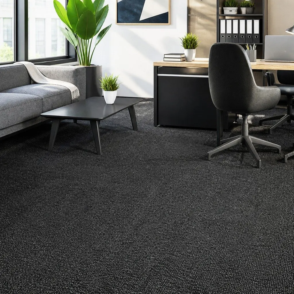 Carpet Tiles Commercial Heavy Duty 50cm Non-Slip Dark Grey Flooring