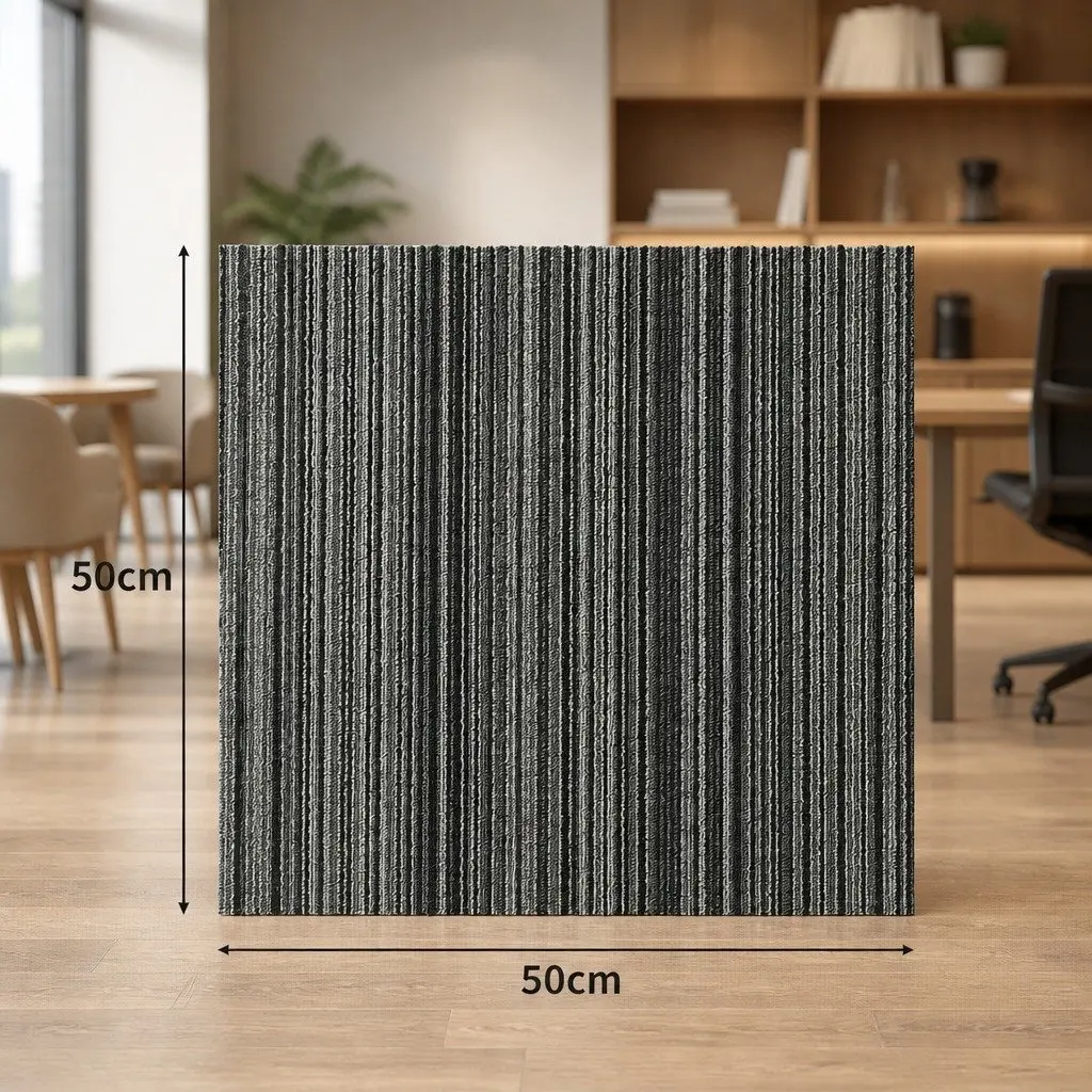 Carpet Tiles Commercial Grade Heavy Duty Modular Flooring 50cm x 50cm Black