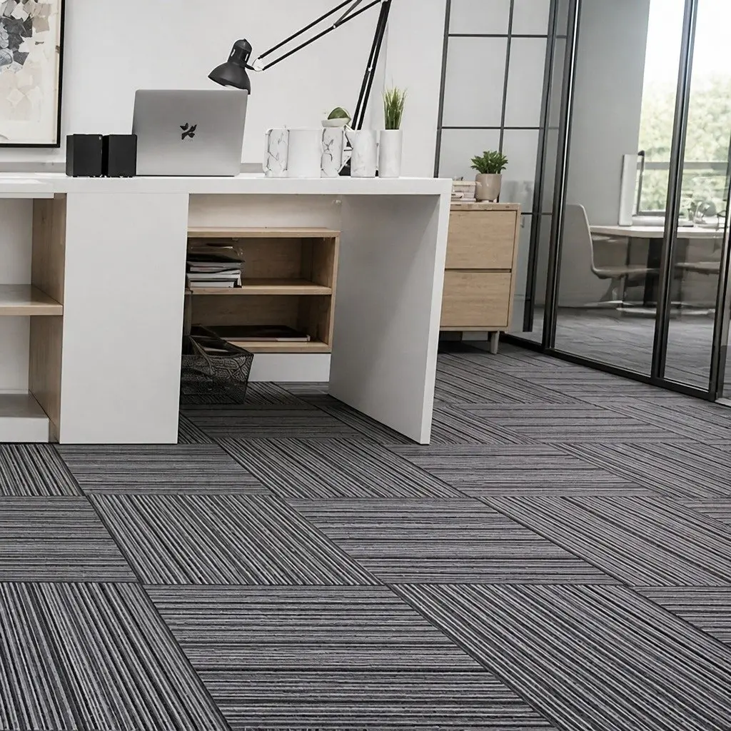 Carpet Tiles Commercial Grade Heavy Duty Modular Flooring 50cm x 50cm Black