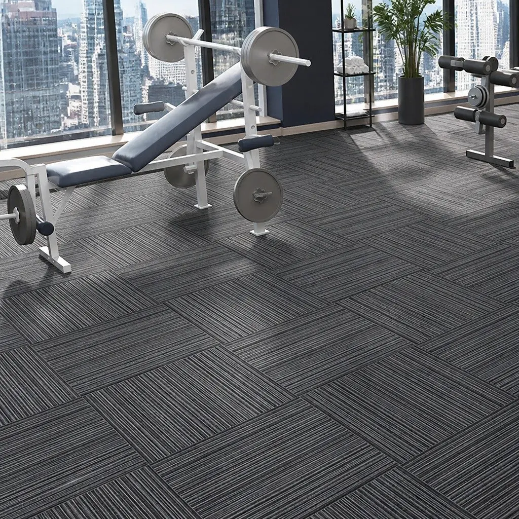 Carpet Tiles Commercial Grade Heavy Duty Modular Flooring 50cm x 50cm Black