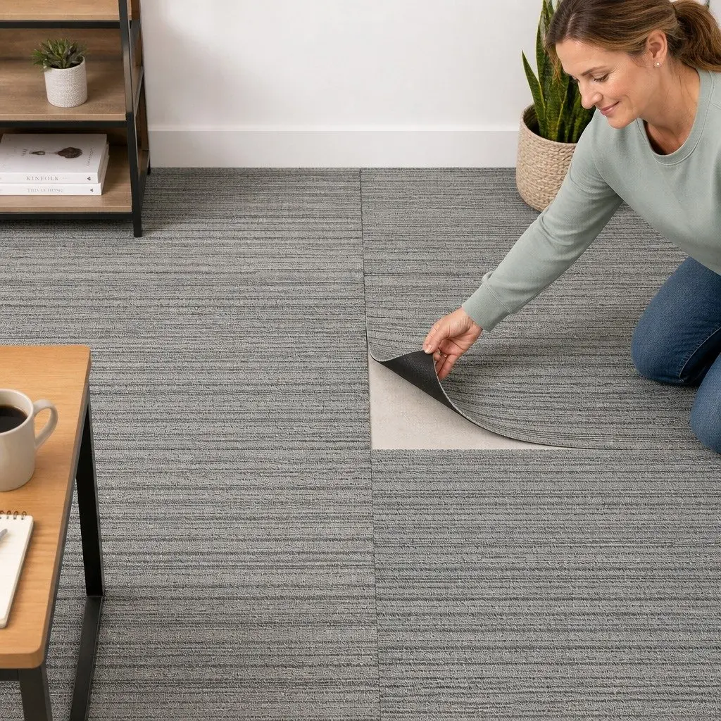 Carpet Tiles Commercial Grade 50x50cm Black Blue Grey 5m2 Heavy Duty