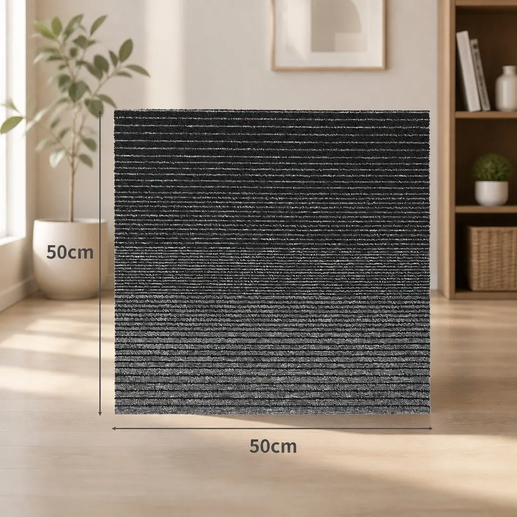 Carpet Tiles Commercial Grade 50x50cm Black 20 Pieces