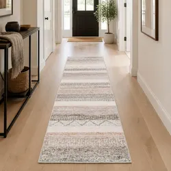 Hallway Runner Floor Rug 180x60cm Short Pile Distressed Pattern Machine Washable
