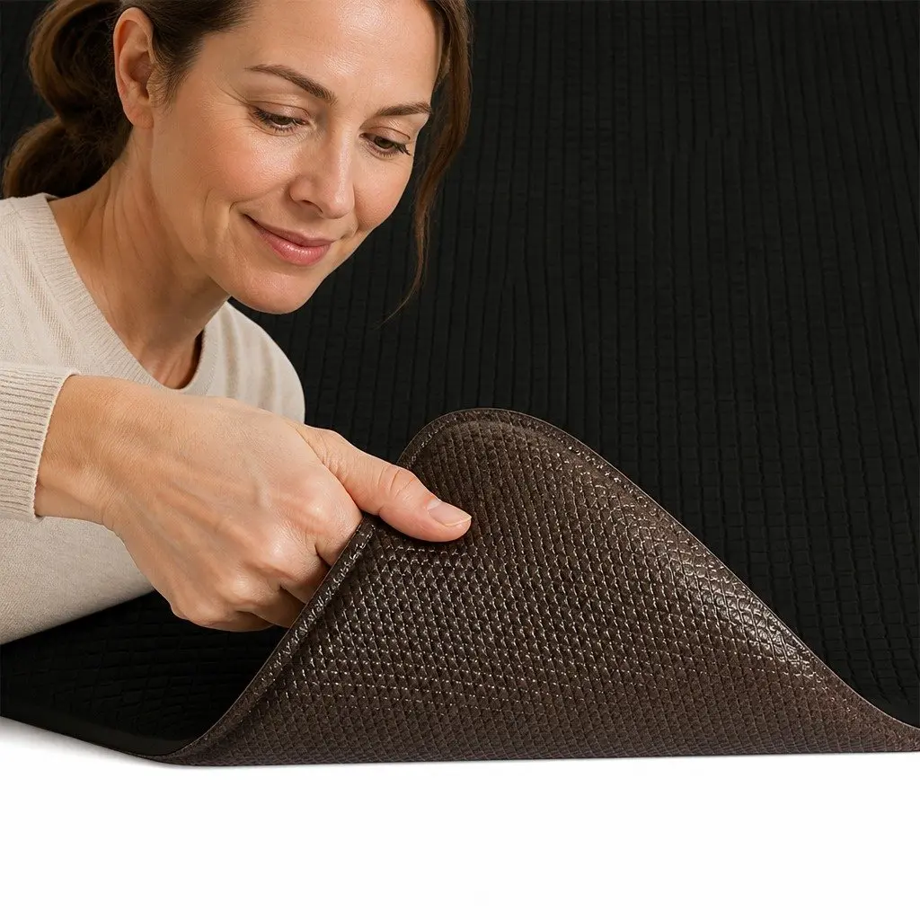 Kitchen Mat Non Slip Anti Fatigue 2 Piece 44cm x 74cm Black Waterproof PU Rug