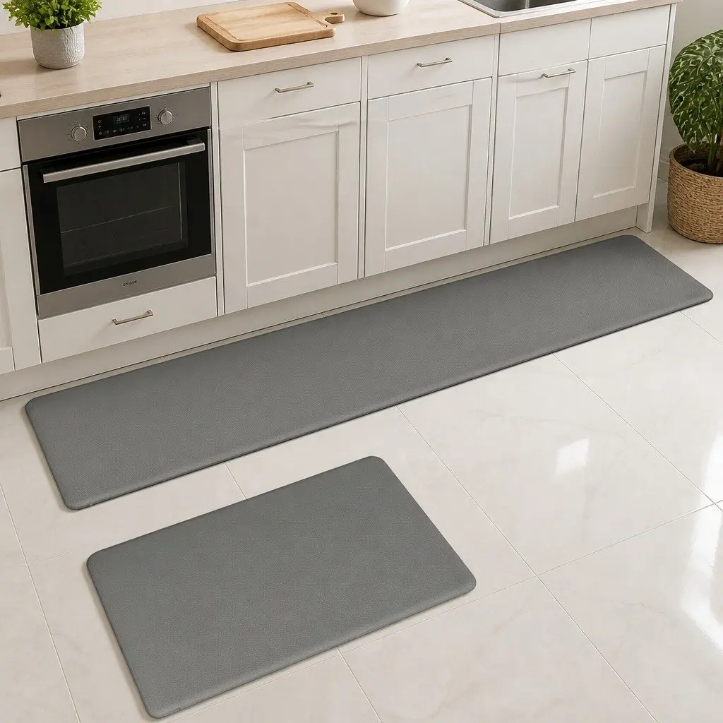 Kitchen Mat 2PCS Non Slip Anti Fatigue Grey Soft Rug Bathroom Floor Runner Pad