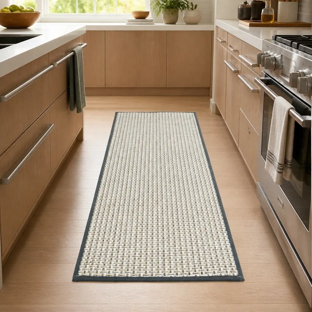 Non-Slip Kitchen Rug Set 2PCS Woven Absorbent Mat Floor Protection Grey