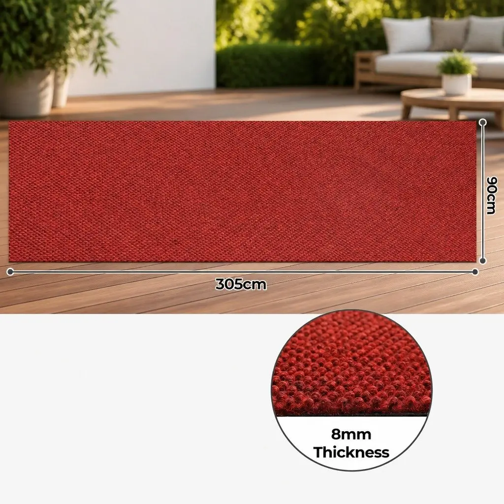 Extra Large Floor Rug Outdoor Indoor Anti-Slip 90cm x 305cm Red Pineapple