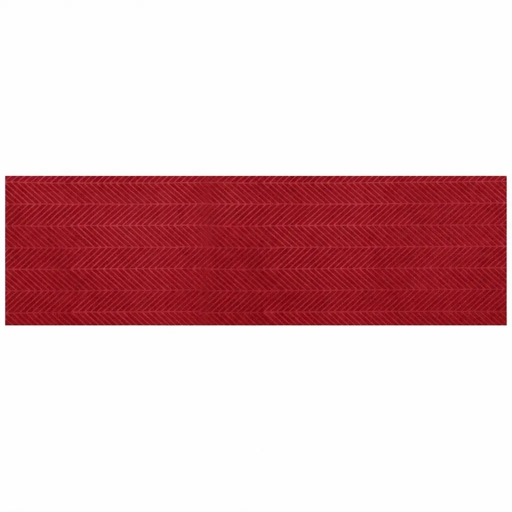 Floor Rug Anti Slip Non Slip 90cm x 305cm Tire Tread Design Red Mat