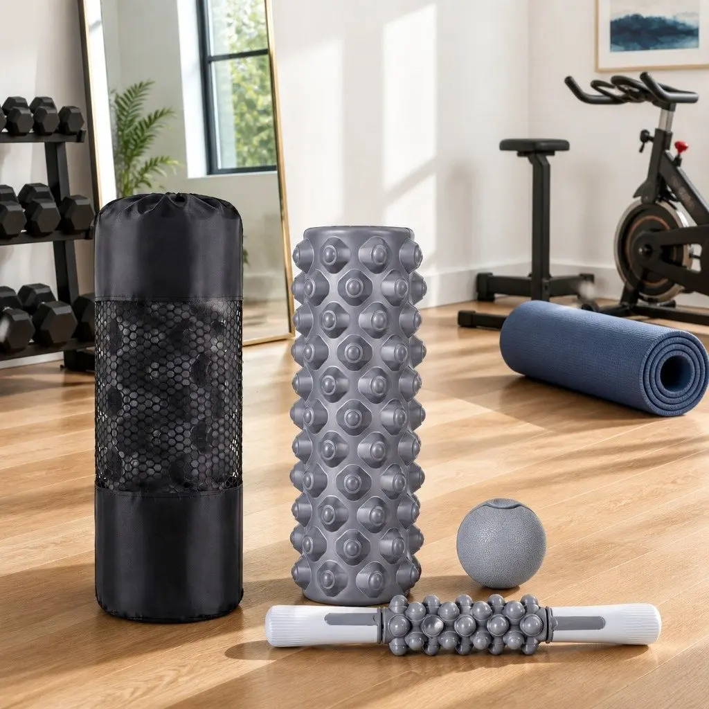 Foam Roller Set Muscle Recovery Stick Massage Ball 33cm Grey