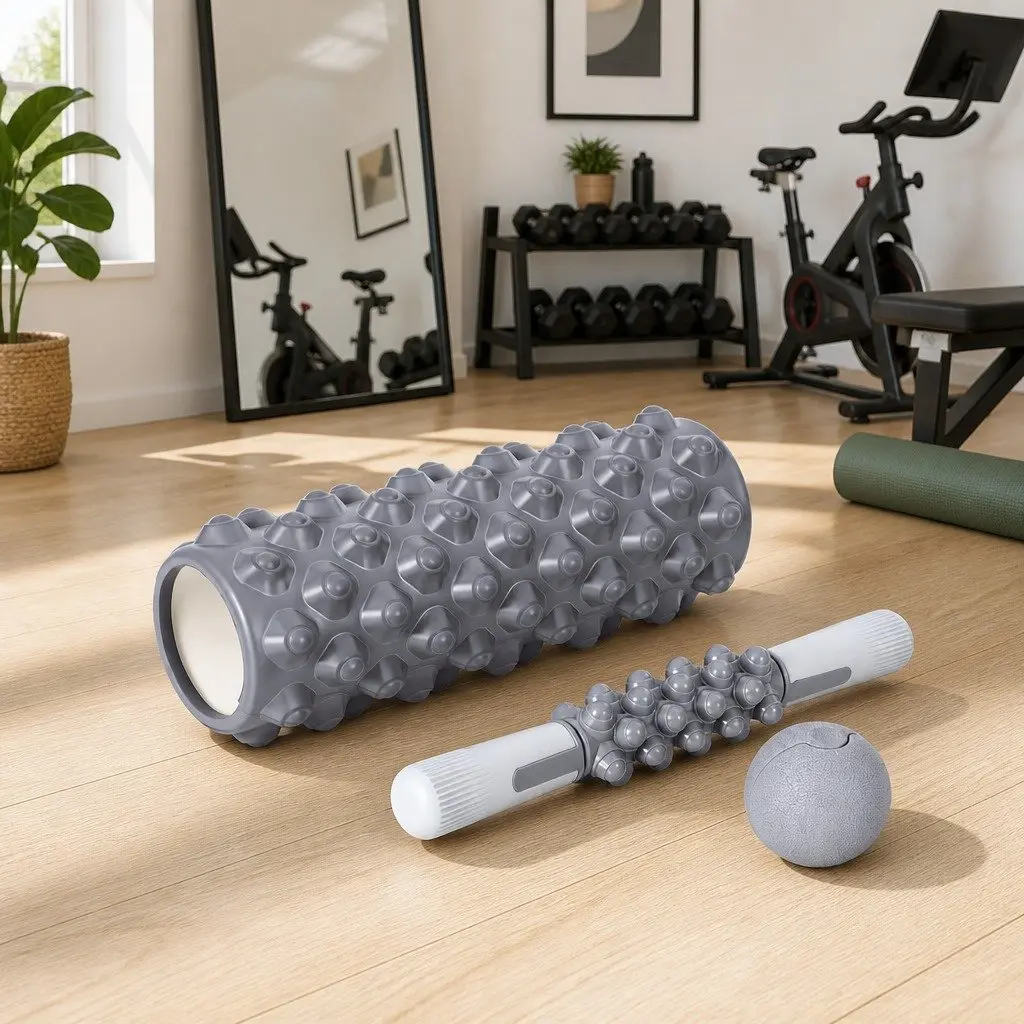 Foam Roller Set Muscle Recovery Stick Massage Ball 33cm Grey