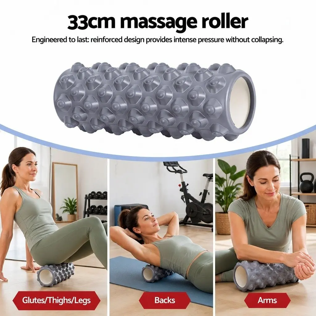 Foam Roller Set Muscle Recovery Stick Massage Ball 33cm Grey