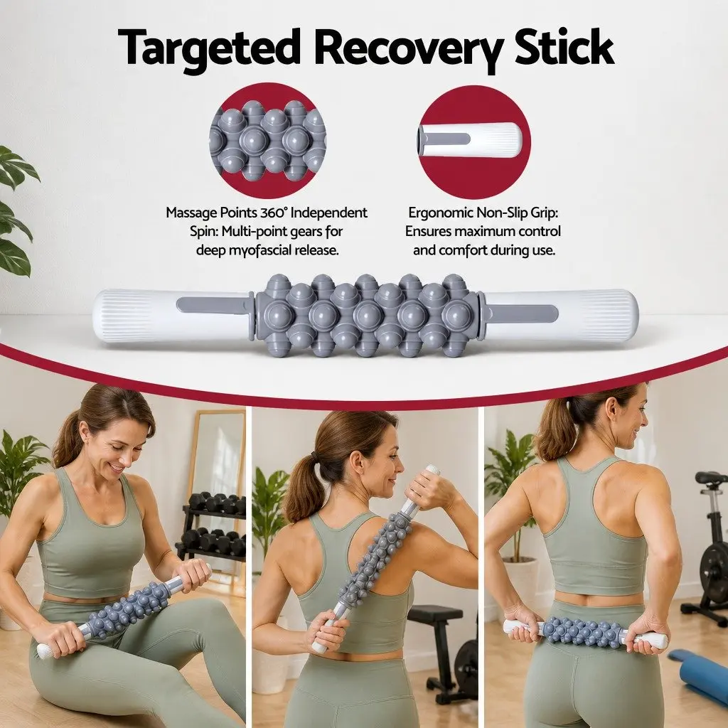 Foam Roller Set Muscle Recovery Stick Massage Ball 33cm Grey