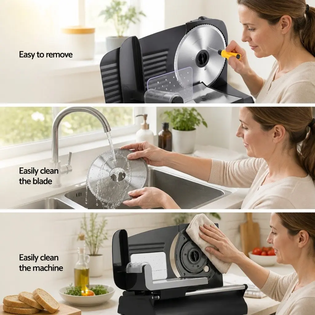 Meat Slicer Food Cutter 200W Adjustable Thickness 0-15mm Stainless Steel Black