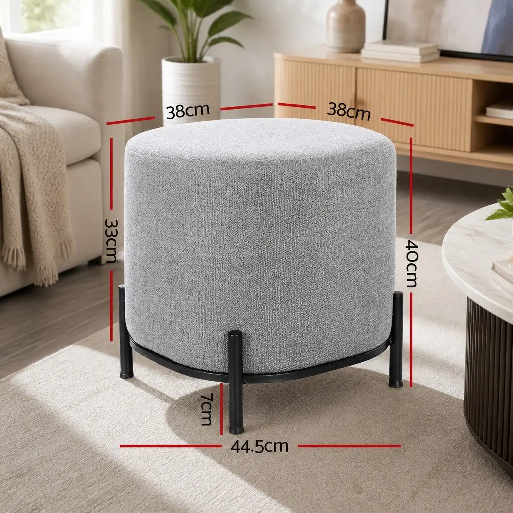 Ottoman Foot Stool Footrest Seat 38cm Grey Black Linen Living Room Bedroom