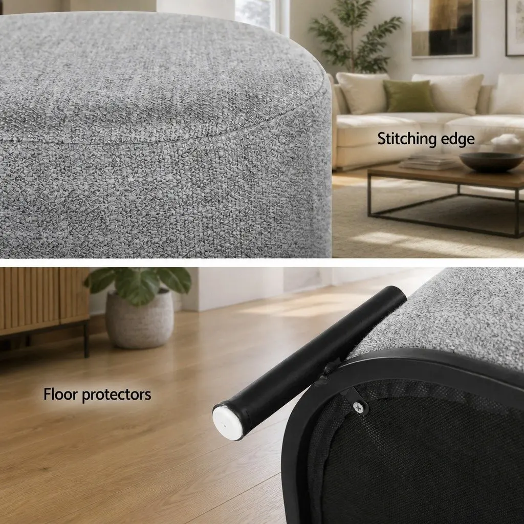 Ottoman Foot Stool Footrest Seat 38cm Grey Black Linen Living Room Bedroom