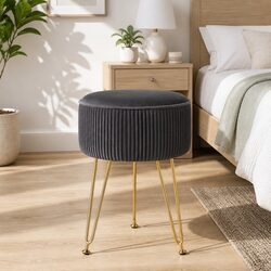 Durable Round Velvet Footstool with Modern Design