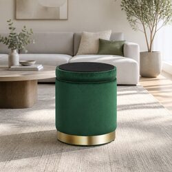 Reliable Green Velvet Ottoman Foot Stool with Storage