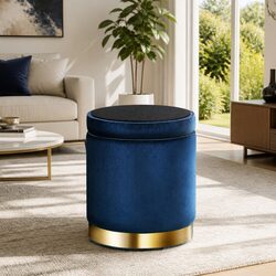Durable Velvet Ottoman with High Resilience Foam Top