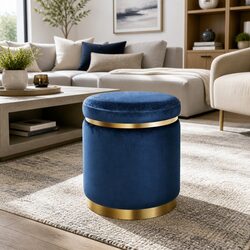 Comfortable and Reliable Navy Velvet Ottoman