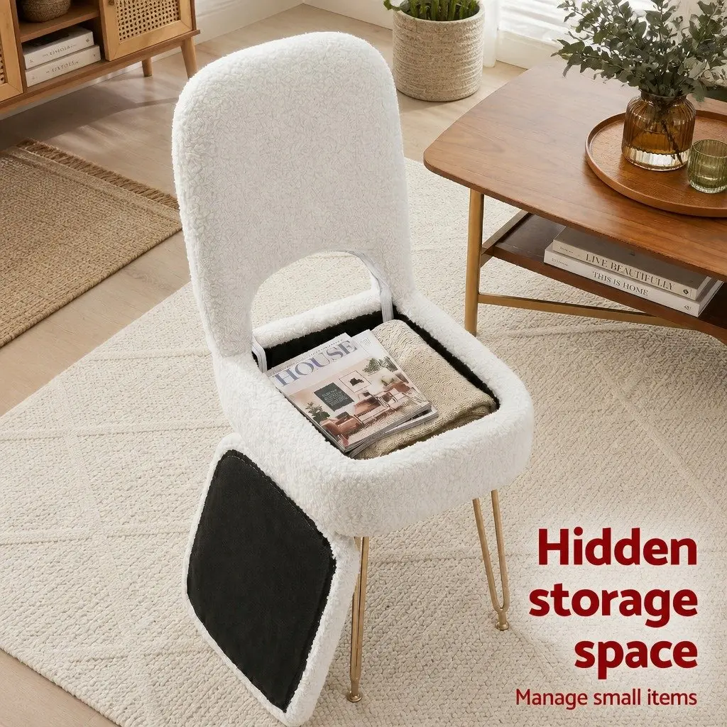 Storage Ottoman Footstool with Backrest 33cm x 40cm x 80cm White