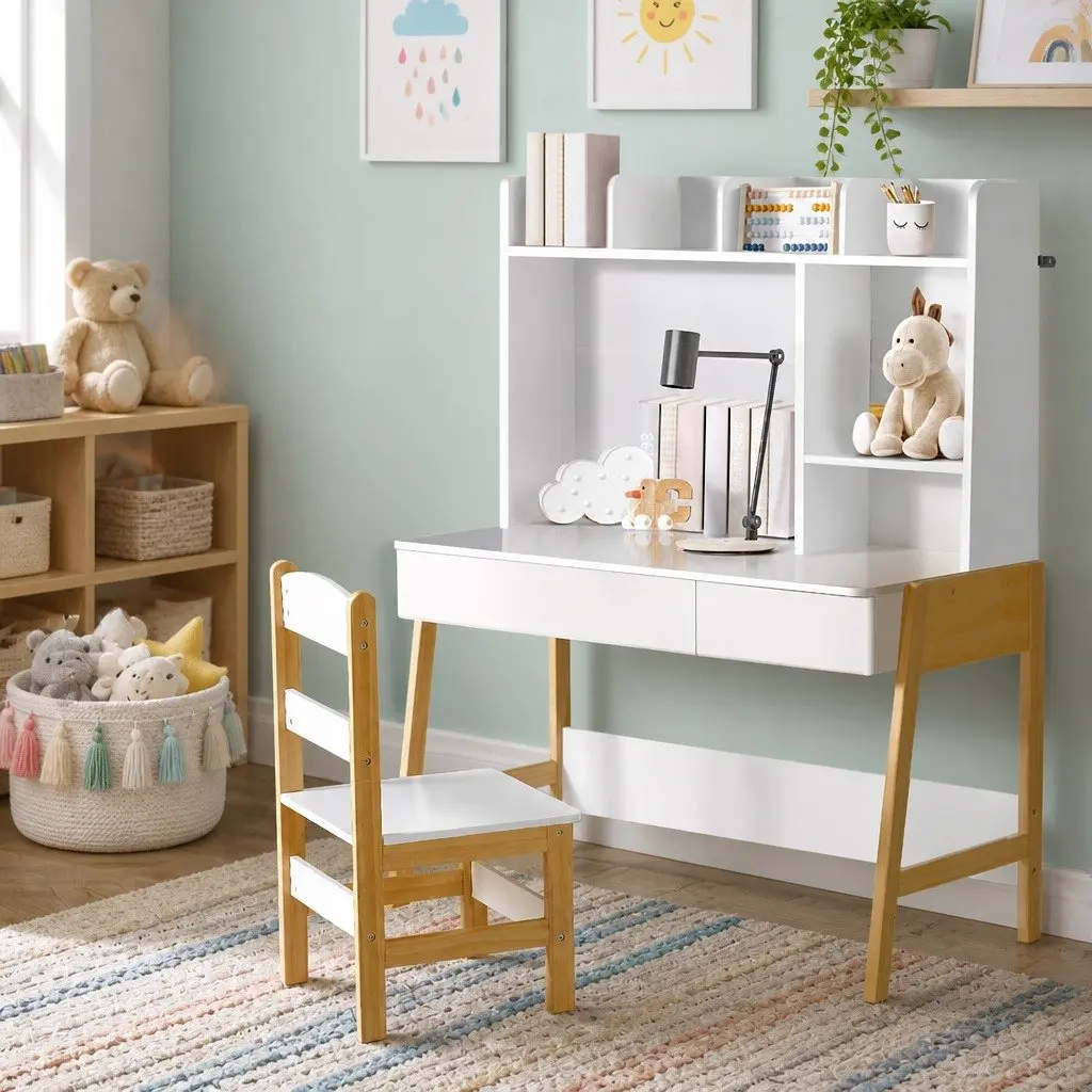 Kids Study Desk and Chair Set with Ample Storage
