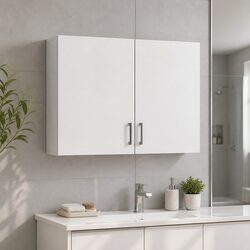 Wall Mounted Bathroom Storage Cabinet 900mm White Cupboard Medicine Organiser