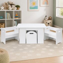 Comforting Kids Table and Chairs Set with Easy Access Storage
