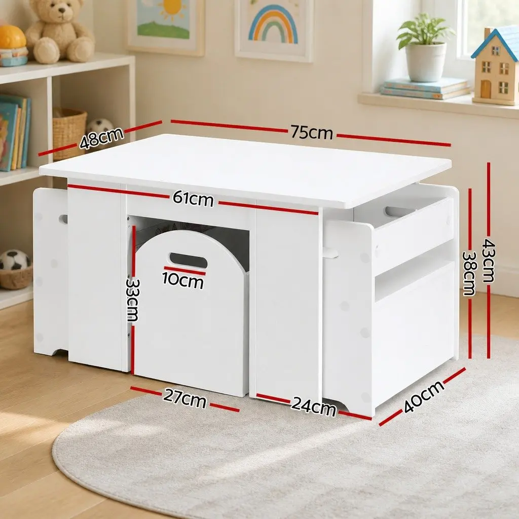 Kids Table and Chairs Set Play Activity Desk White 3 Piece