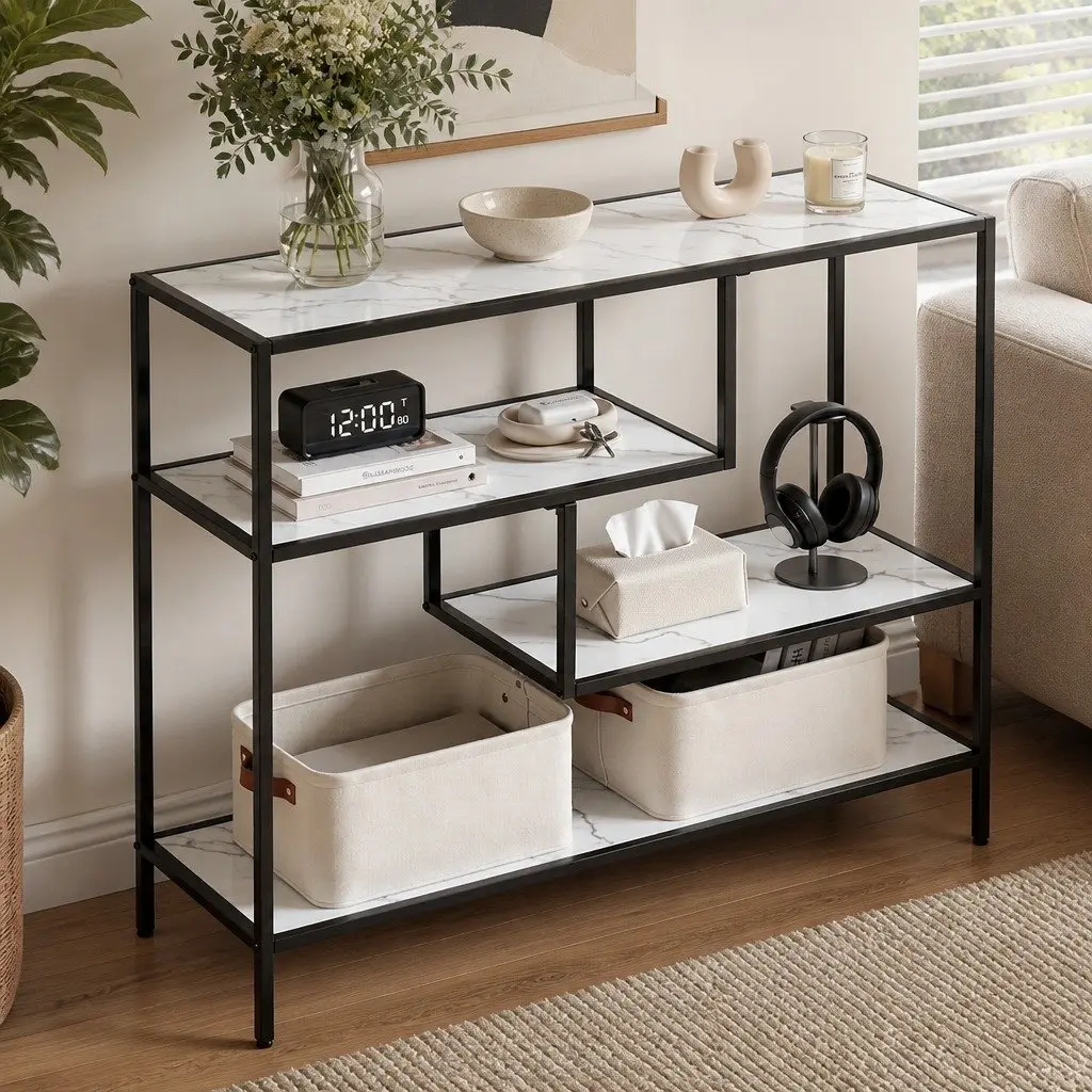 Console Table with Open Shelving