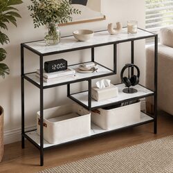 Console Table 4-Tier Storage Shelves Entryway Hallway Slim Side Table Open