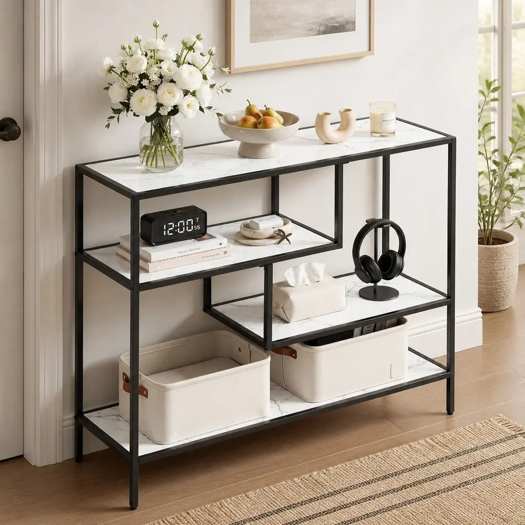 Console Table with Open Shelving