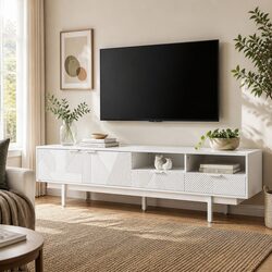Reliable 200cm White Entertainment Unit with Ample Storage