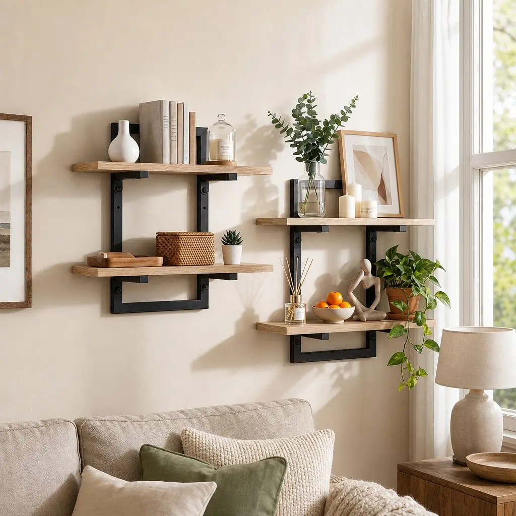2-Tier Floating Wall Shelf Set for Easy Organization